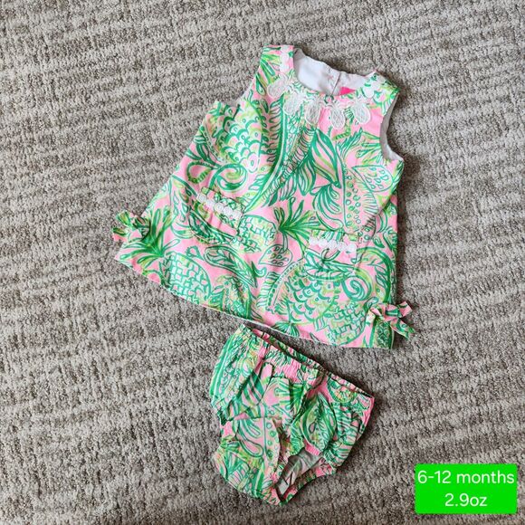 Lilly Pulitzer Other - Lilly Pultizer baby girl's dress with bloomers pink green size 6-12 months